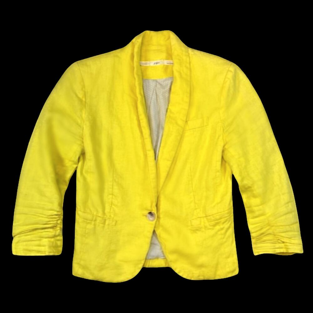Gibson Pop Yellow Linen Tailored Blazer Jacket | Size S